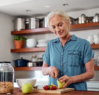 Woman being able to eat nutritious foods